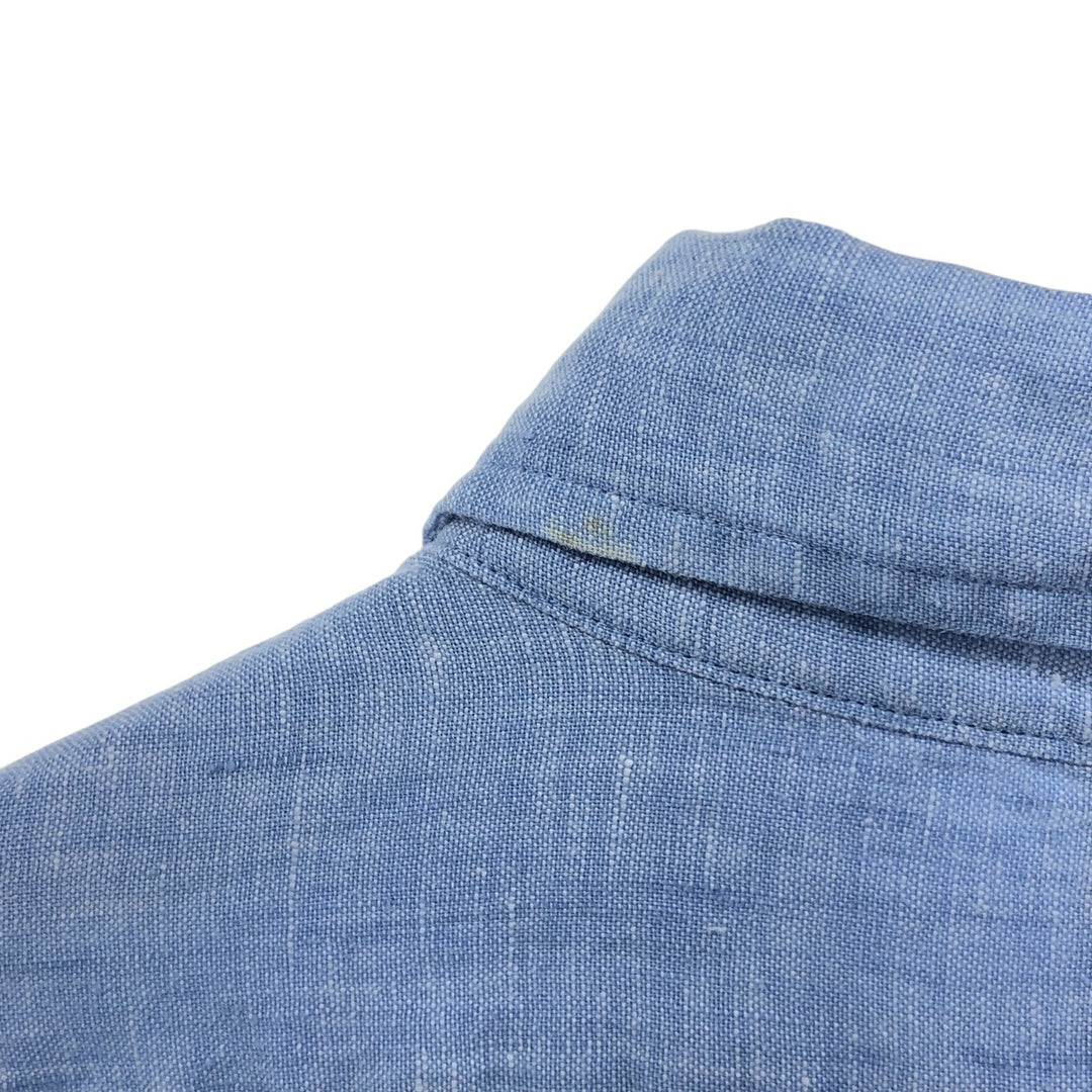 Brooks Brothers Est.1818 short sleeve linen button-down shirt, men's size L linen Blue type light blue Vintage Second Hand