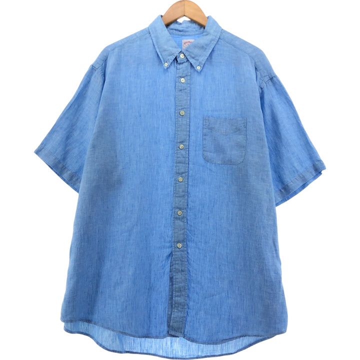 Brooks Brothers 346 short sleeve linen button down shirt, men's size XL linen Blue type light blue Vintage Second Hand