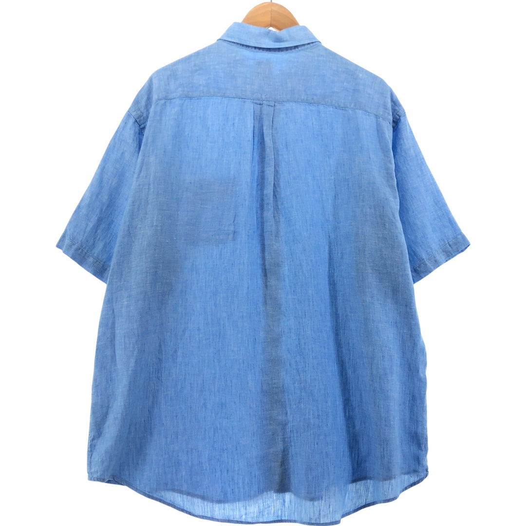 Brooks Brothers 346 short sleeve linen button down shirt, men's size XL linen Blue type light blue Vintage Second Hand
