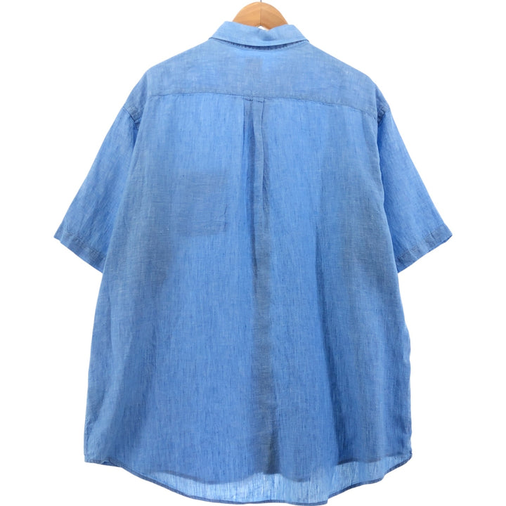 Brooks Brothers 346 short sleeve linen button down shirt, men's size XL linen Blue type light blue Vintage Second Hand