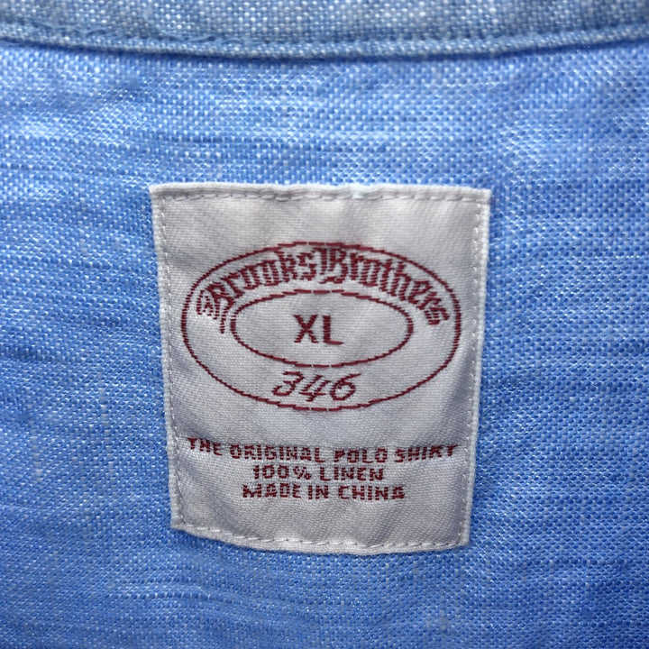 Brooks Brothers 346 short sleeve linen button down shirt, men's size XL linen Blue type light blue Vintage Second Hand