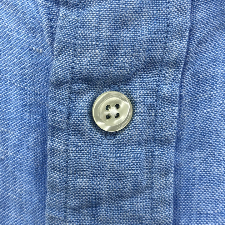 Brooks Brothers 346 short sleeve linen button down shirt, men's size XL linen Blue type light blue Vintage Second Hand