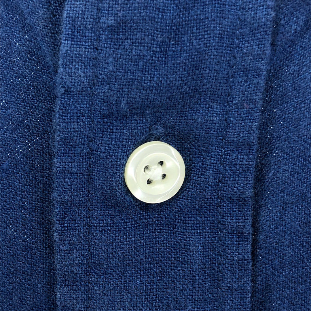 Brooks Brothers 1818 REGENT short sleeve linen button down shirt, men's size M linen Navy blue Vintage Second Hand