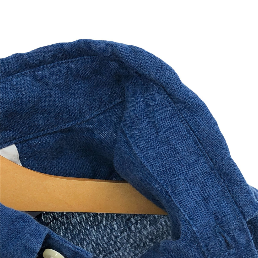 Brooks Brothers 1818 REGENT short sleeve linen button down shirt, men's size M linen Navy blue Vintage Second Hand