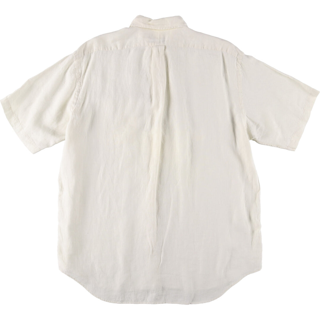 Ralph Lauren BLAIRE short sleeve linen button down shirt, men's XL size linen unbleached Vintage Second Hand