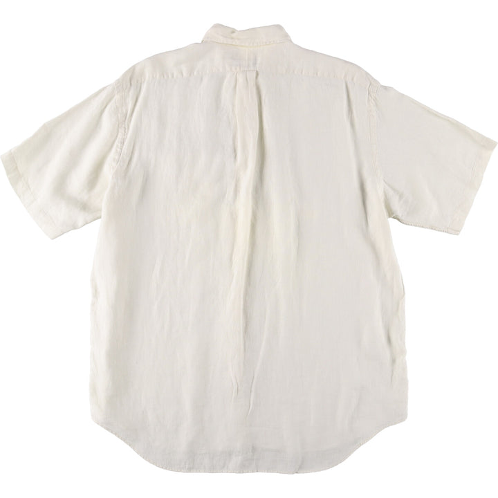 Ralph Lauren BLAIRE short sleeve linen button down shirt, men's XL size linen unbleached Vintage Second Hand