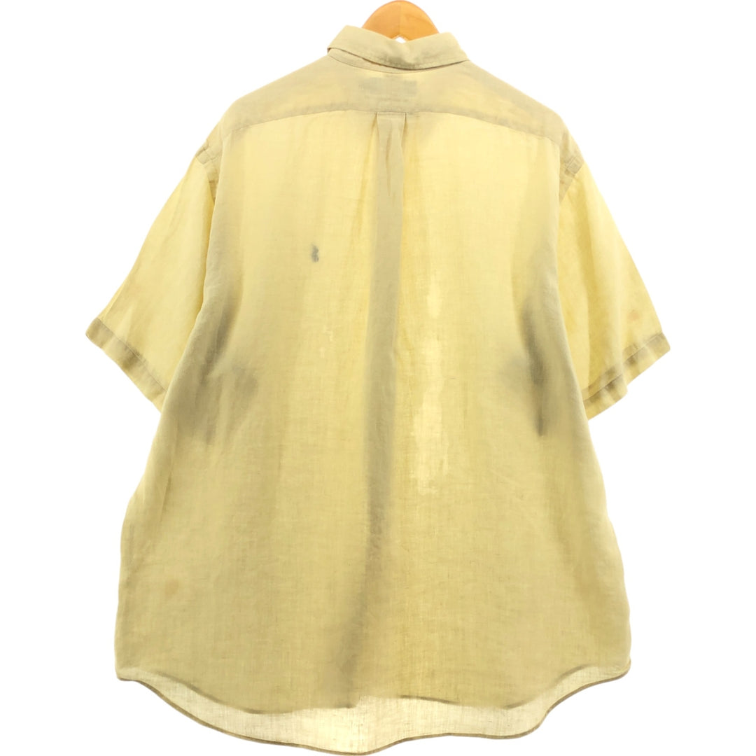Ralph Lauren BLAKE short sleeve linen button down shirt, men's XL size linen ivory Vintage Second Hand