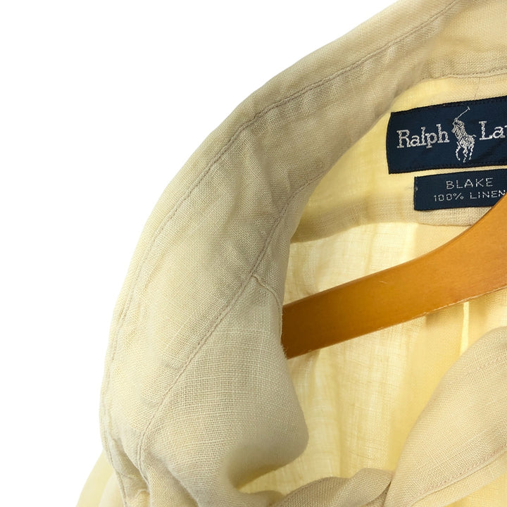Ralph Lauren BLAKE short sleeve linen button down shirt, men's XL size linen ivory Vintage Second Hand