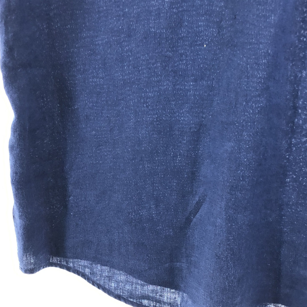 Ralph Lauren Classic Fit Short Sleeve Linen Button Down Shirt Men's XL linen navy blue type Vintage Second Hand