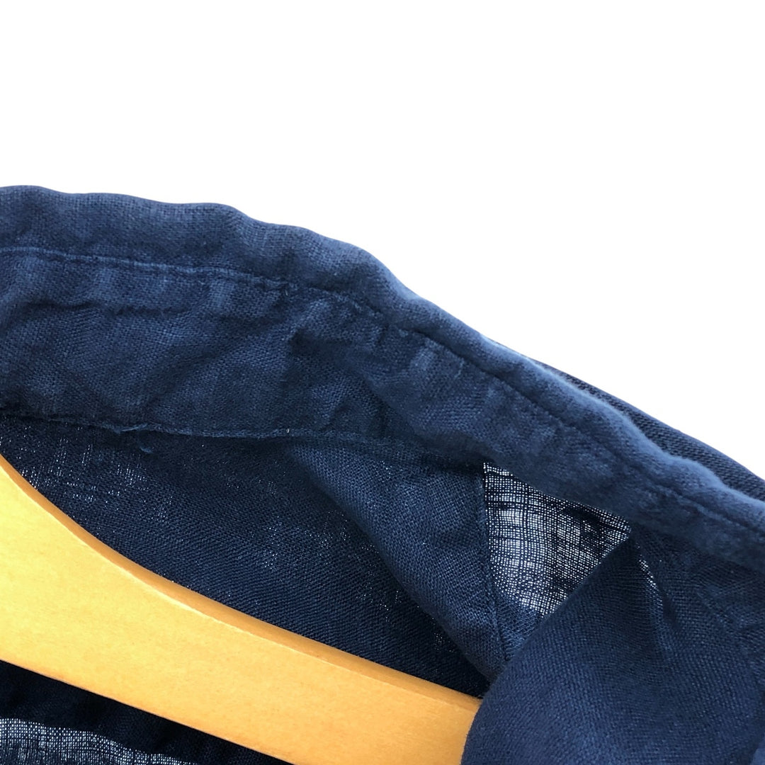 Ralph Lauren Classic Fit Short Sleeve Linen Button Down Shirt Men's XL linen navy blue type Vintage Second Hand