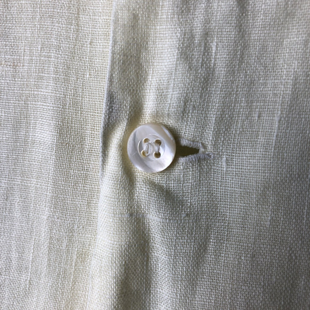 Barneys New York Short Sleeve Linen Shirt Box Shirt Made in Italy Men's S Size linen yellow type Vintage Second Hand