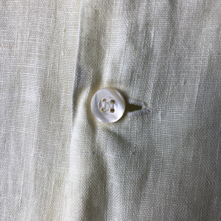 Barneys New York Short Sleeve Linen Shirt Box Shirt Made in Italy Men's S Size linen yellow type Vintage Second Hand