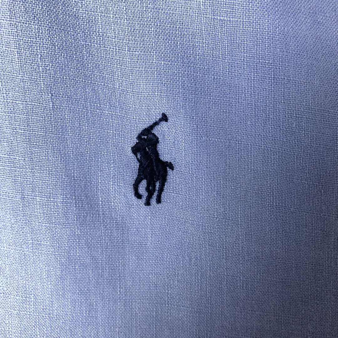 Ralph Lauren BLAKE long sleeve linen button down shirt, men's size L linen Blue type light blue Vintage Second Hand