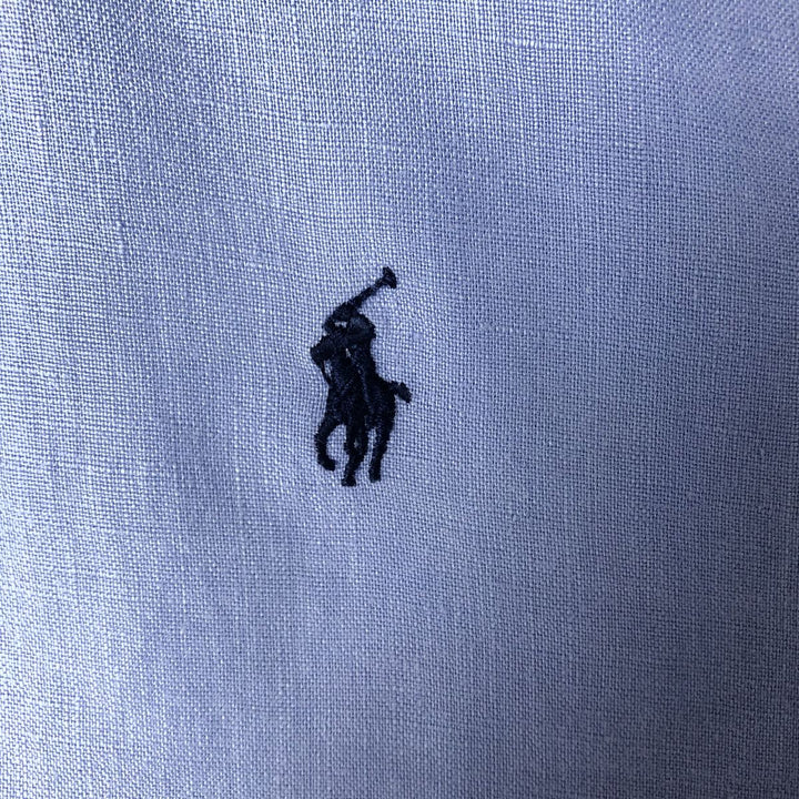 Ralph Lauren BLAKE long sleeve linen button down shirt, men's size L linen Blue type light blue Vintage Second Hand