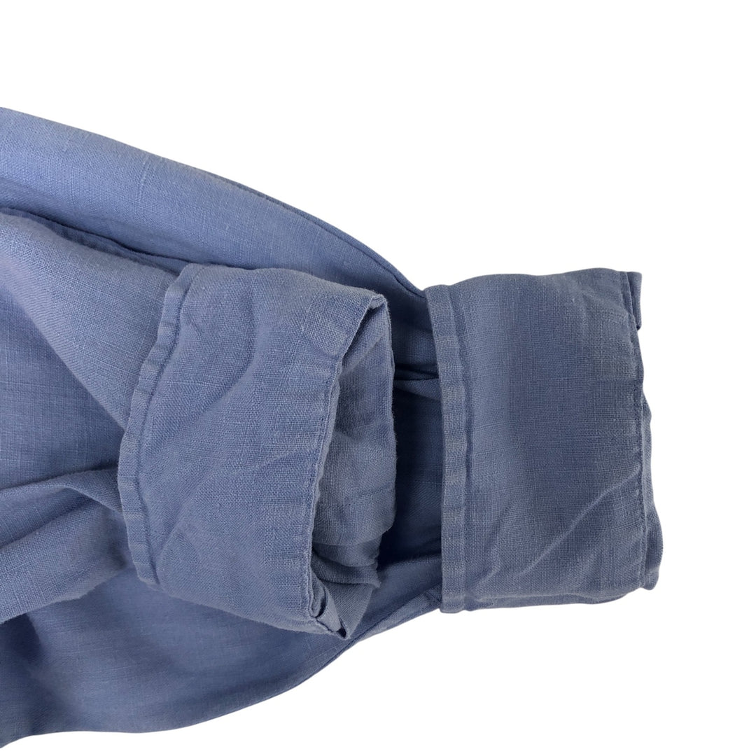 Ralph Lauren BLAKE long sleeve linen button down shirt, men's size L linen Blue type light blue Vintage Second Hand