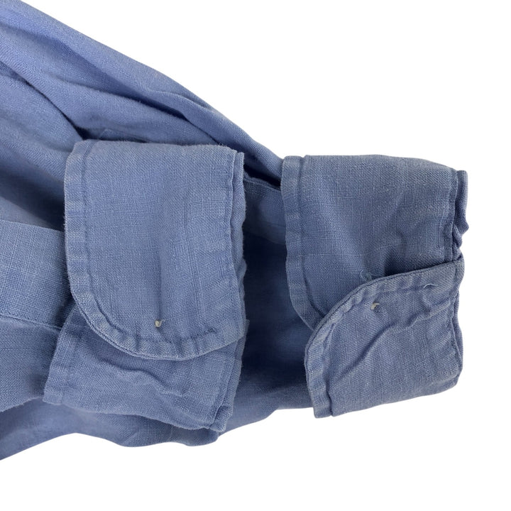 Ralph Lauren BLAKE long sleeve linen button down shirt, men's size L linen Blue type light blue Vintage Second Hand