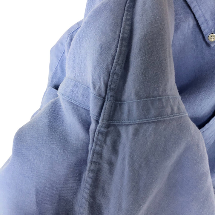 Ralph Lauren BLAKE long sleeve linen button down shirt, men's size L linen Blue type light blue Vintage Second Hand