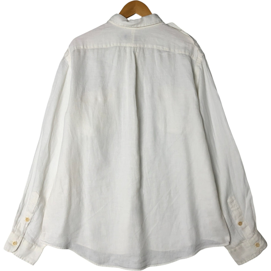Ralph Lauren POLO RALPH LAUREN Long Sleeve Linen Shirt Men's XXL linen white type Vintage Second Hand
