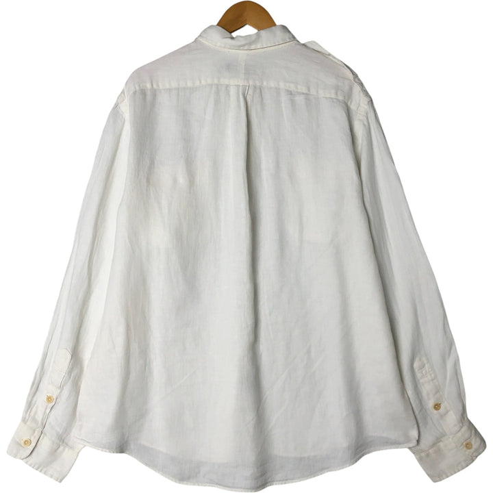 Ralph Lauren POLO RALPH LAUREN Long Sleeve Linen Shirt Men's XXL linen white type Vintage Second Hand