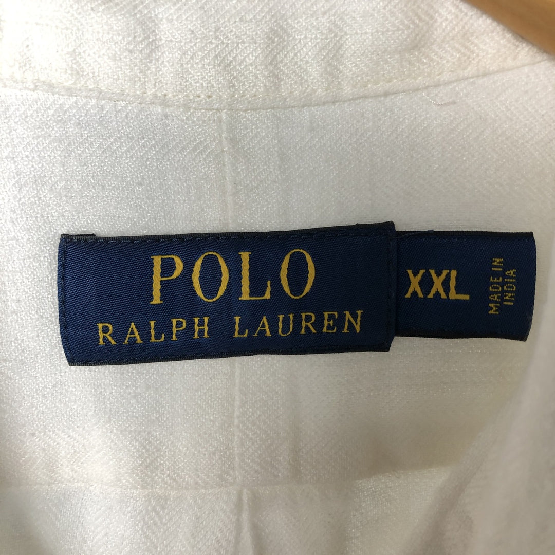 Ralph Lauren POLO RALPH LAUREN Long Sleeve Linen Shirt Men's XXL linen white type Vintage Second Hand