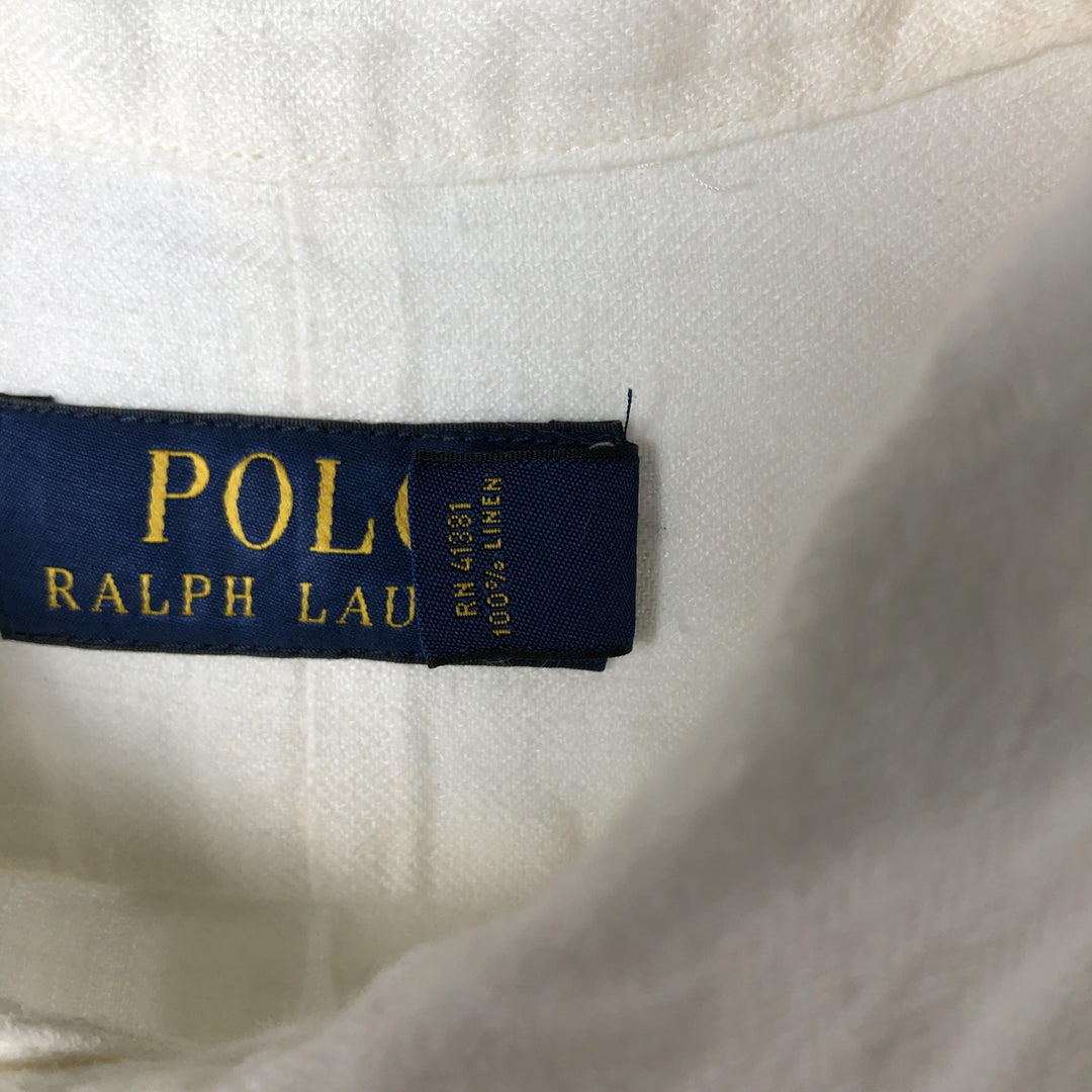 Ralph Lauren POLO RALPH LAUREN Long Sleeve Linen Shirt Men's XXL linen white type Vintage Second Hand