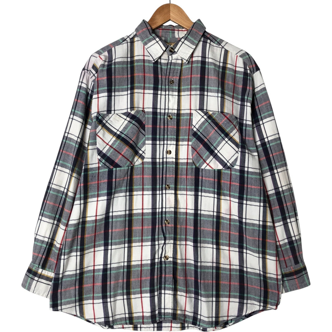 90'S Vintage Big Mac Herringbone Long Sleeve Flannel Check Shirt, Men's Size L cotton navy blue type Vintage Second Hand