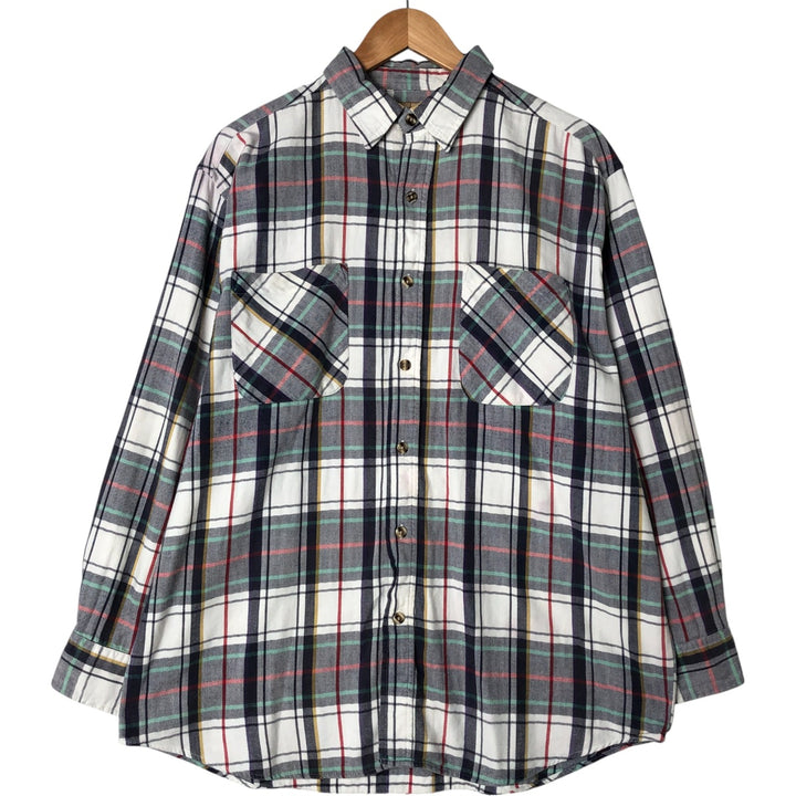 90'S Vintage Big Mac Herringbone Long Sleeve Flannel Check Shirt, Men's Size L cotton navy blue type Vintage Second Hand