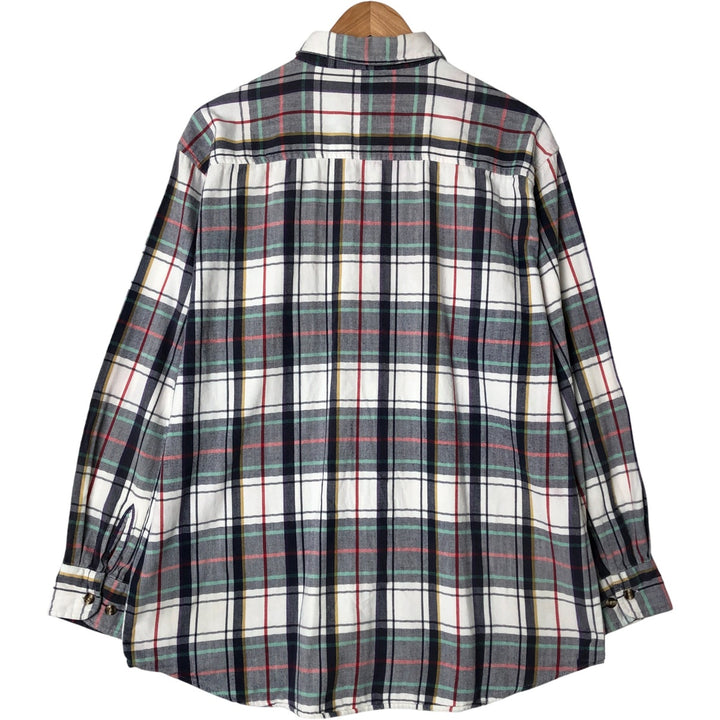 90'S Vintage Big Mac Herringbone Long Sleeve Flannel Check Shirt, Men's Size L cotton navy blue type Vintage Second Hand