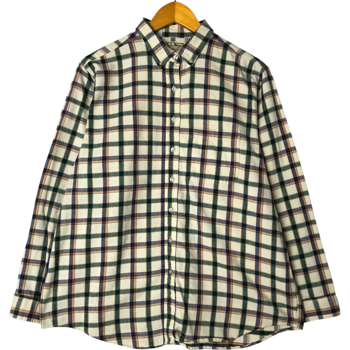 80'S LLBean Long Sleeve Button Down Flannel Check Shirt Made in USA Women's Size L Vintage cotton multicolor Vintage Second Hand