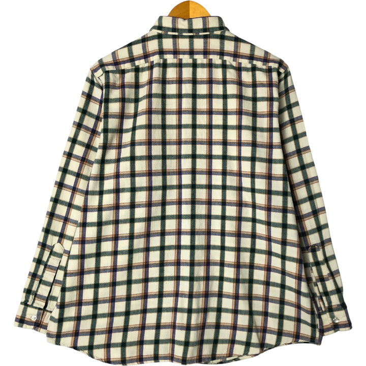 80'S LLBean Long Sleeve Button Down Flannel Check Shirt Made in USA Women's Size L Vintage cotton multicolor Vintage Second Hand
