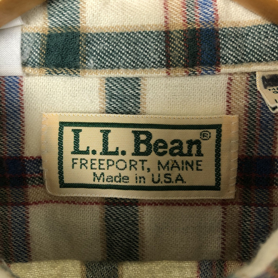 80'S LLBean Long Sleeve Button Down Flannel Check Shirt Made in USA Women's Size L Vintage cotton multicolor Vintage Second Hand