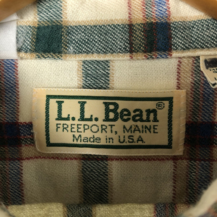 80'S LLBean Long Sleeve Button Down Flannel Check Shirt Made in USA Women's Size L Vintage cotton multicolor Vintage Second Hand