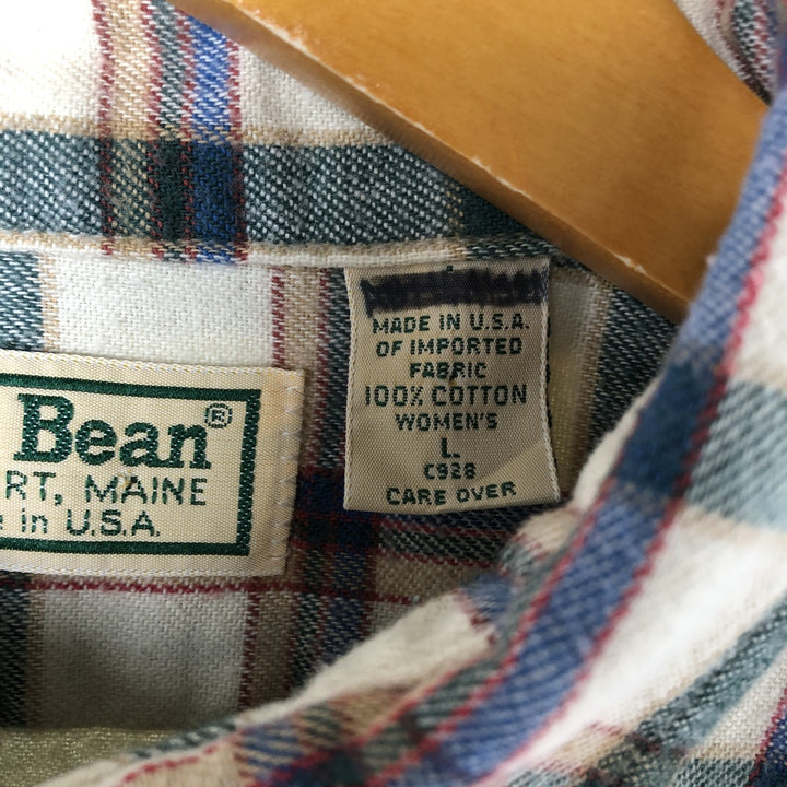 80'S LLBean Long Sleeve Button Down Flannel Check Shirt Made in USA Women's Size L Vintage cotton multicolor Vintage Second Hand