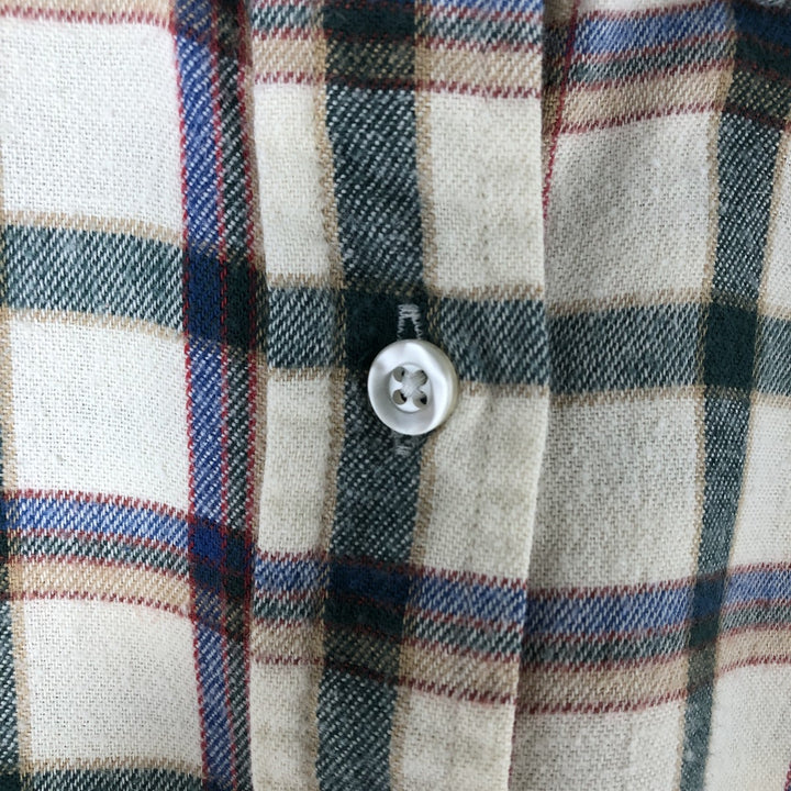 80'S LLBean Long Sleeve Button Down Flannel Check Shirt Made in USA Women's Size L Vintage cotton multicolor Vintage Second Hand