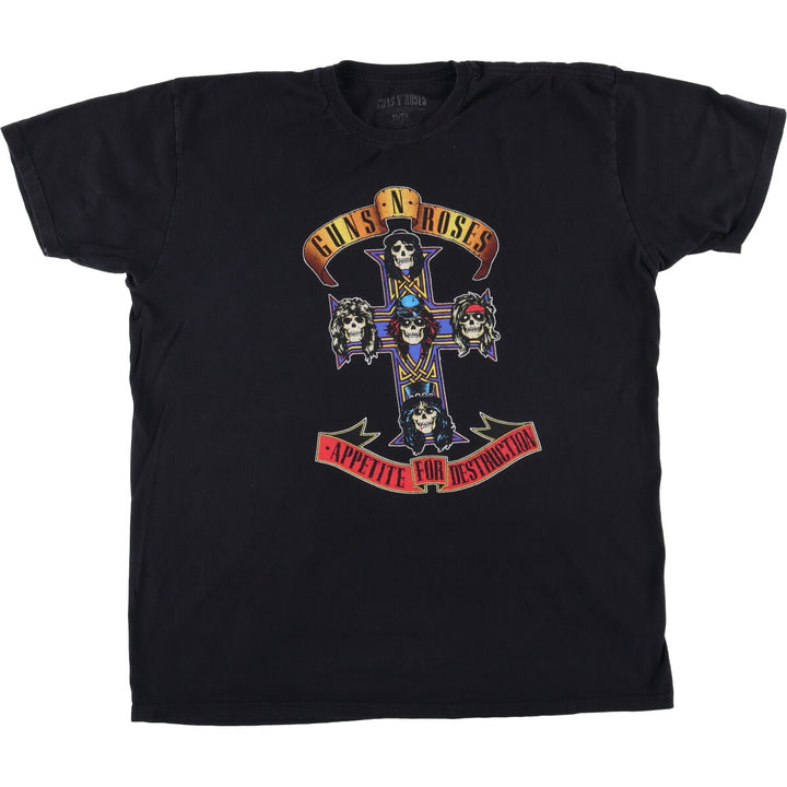GUNS N' ROSES Skull Pattern Hat, Made in Mexico, Men's XL cotton Beige type Vintage Second Hand