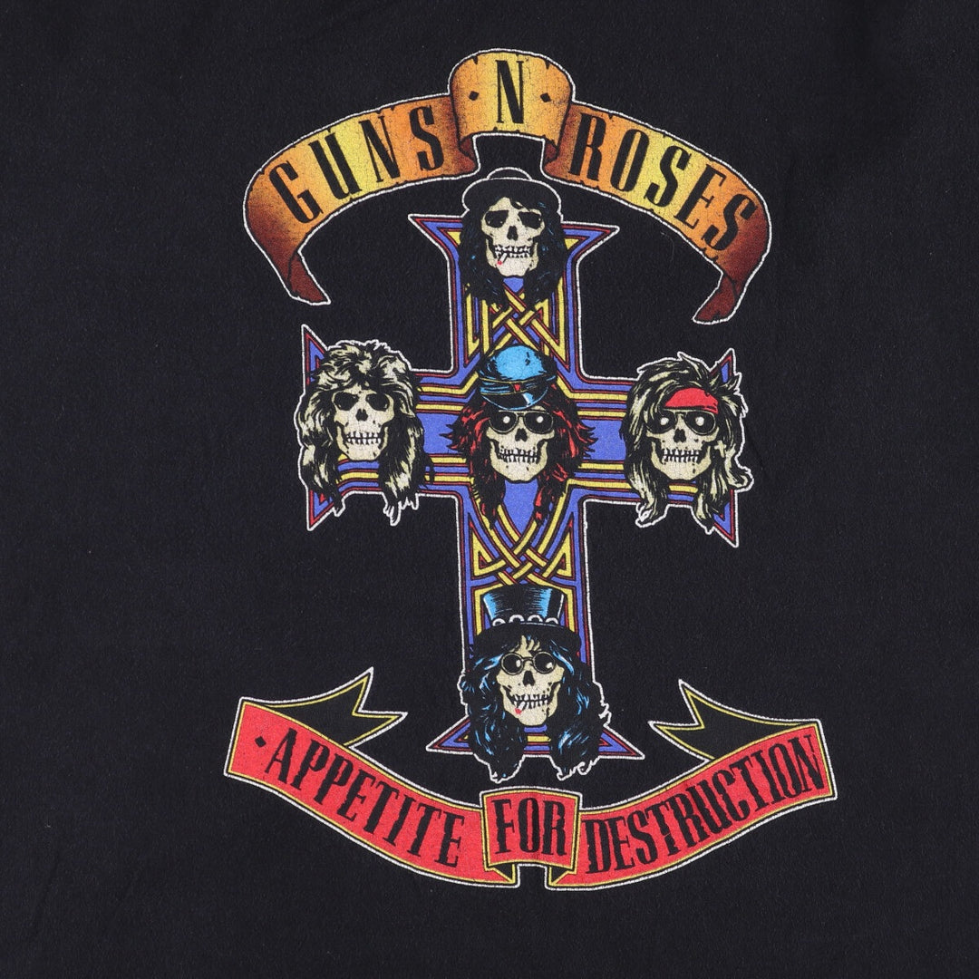 GUNS N' ROSES Skull Pattern Hat, Made in Mexico, Men's XL cotton Beige type Vintage Second Hand