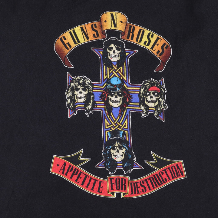 GUNS N' ROSES Skull Pattern Hat, Made in Mexico, Men's XL cotton Beige type Vintage Second Hand