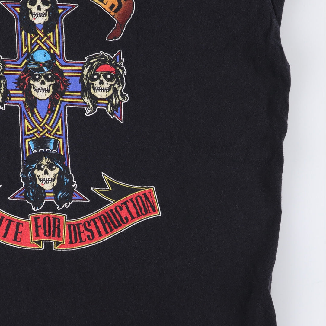 GUNS N' ROSES Skull Pattern Hat, Made in Mexico, Men's XL cotton Beige type Vintage Second Hand