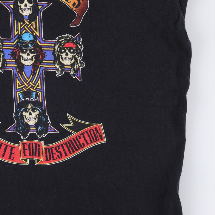 GUNS N' ROSES Skull Pattern Hat, Made in Mexico, Men's XL cotton Beige type Vintage Second Hand