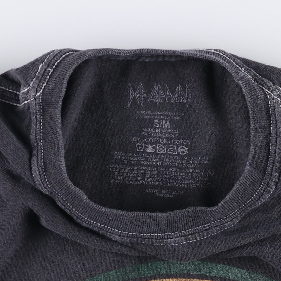 DEF LEPPARD Leopard Pattern Band T-shirt Band Tee Men's M size cotton Charcoal Vintage Second Hand