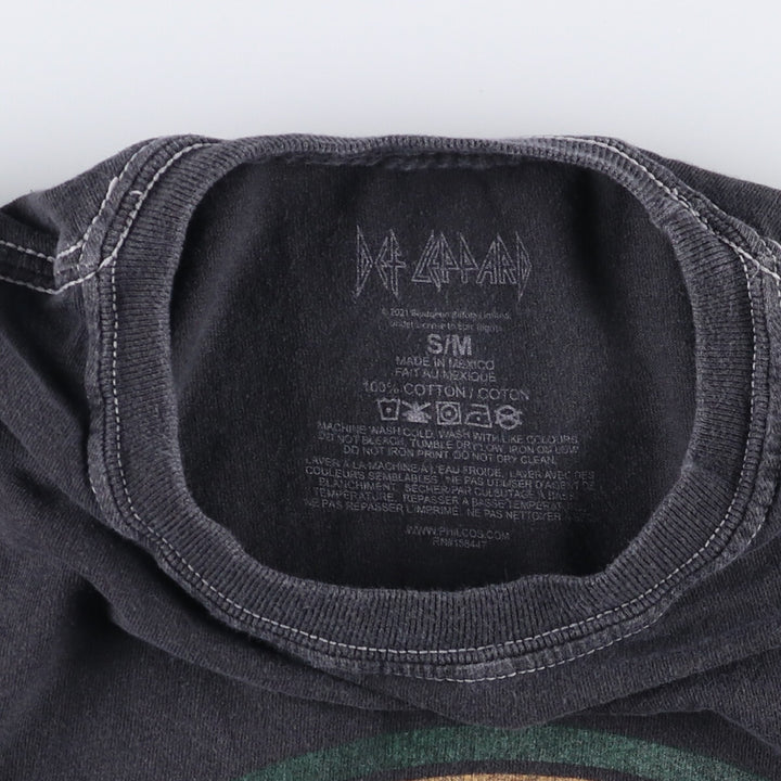 DEF LEPPARD Leopard Pattern Band T-shirt Band Tee Men's M size cotton Charcoal Vintage Second Hand