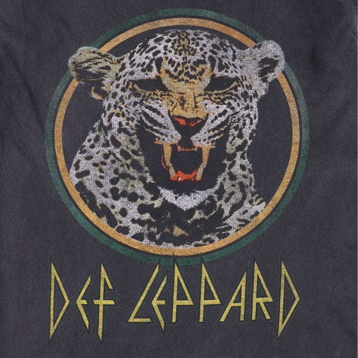 DEF LEPPARD Leopard Pattern Band T-shirt Band Tee Men's M size cotton Charcoal Vintage Second Hand
