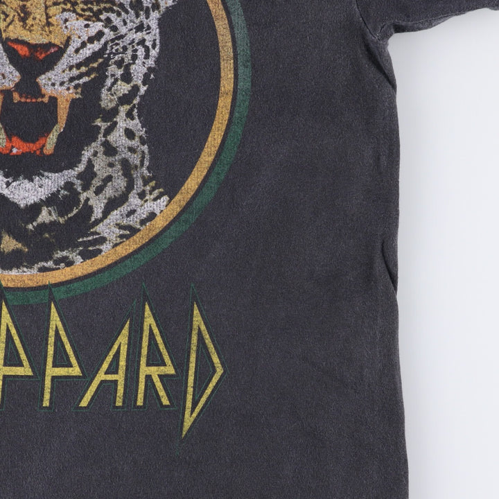 DEF LEPPARD Leopard Pattern Band T-shirt Band Tee Men's M size cotton Charcoal Vintage Second Hand