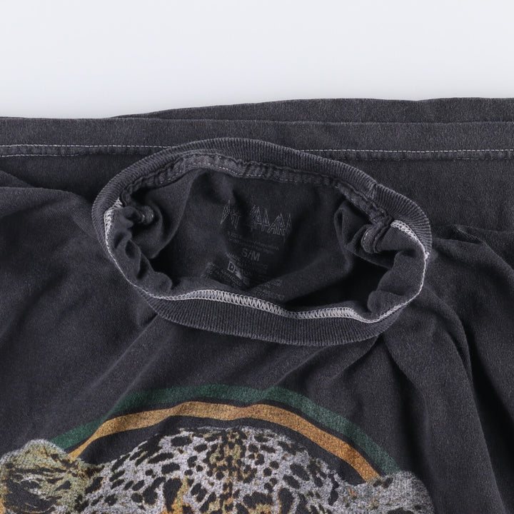 DEF LEPPARD Leopard Pattern Band T-shirt Band Tee Men's M size cotton Charcoal Vintage Second Hand