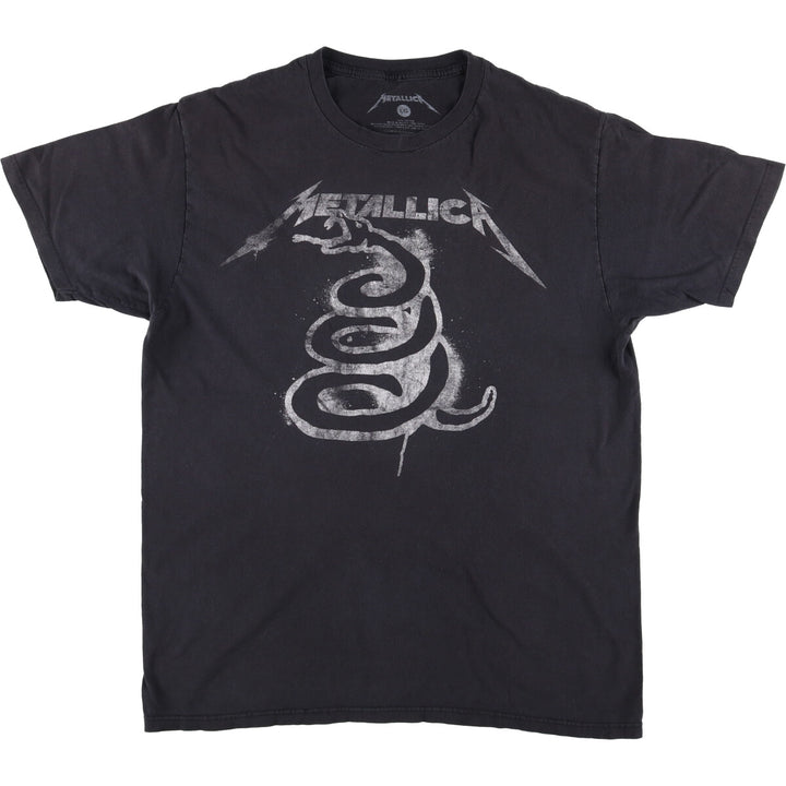 METALLICA Snake Pattern Python Pattern Band T-Shirt Band Tee Men's L size cotton black type Vintage Second Hand