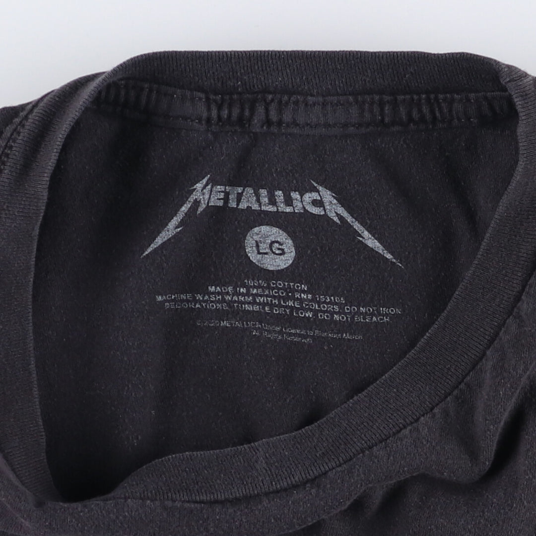METALLICA Snake Pattern Python Pattern Band T-Shirt Band Tee Men's L size cotton black type Vintage Second Hand