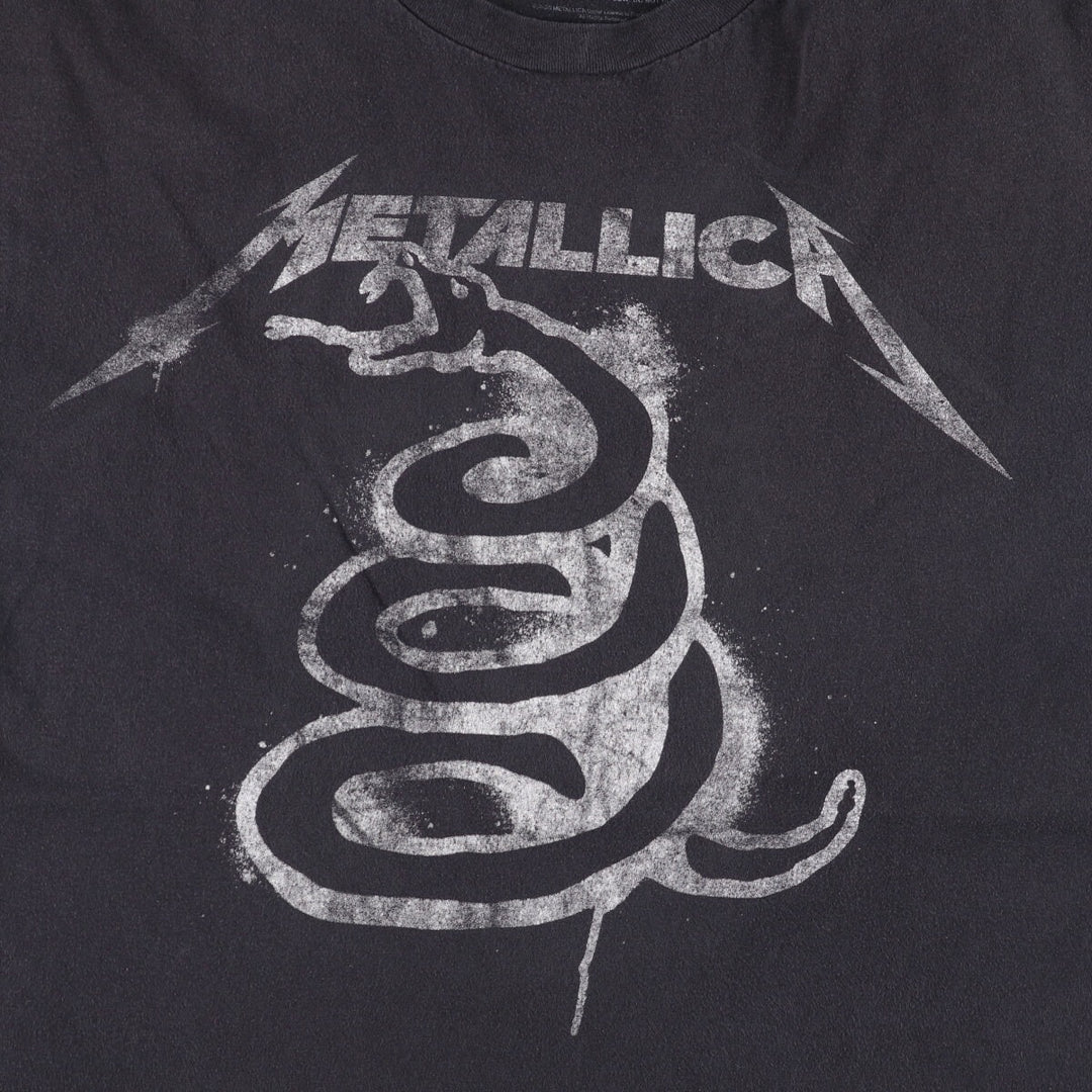 METALLICA Snake Pattern Python Pattern Band T-Shirt Band Tee Men's L size cotton black type Vintage Second Hand