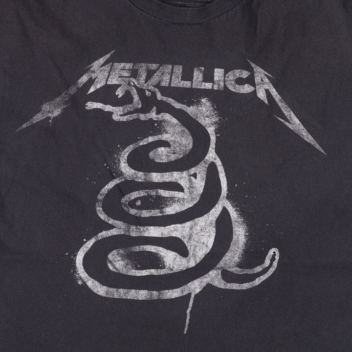 METALLICA Snake Pattern Python Pattern Band T-Shirt Band Tee Men's L size cotton black type Vintage Second Hand