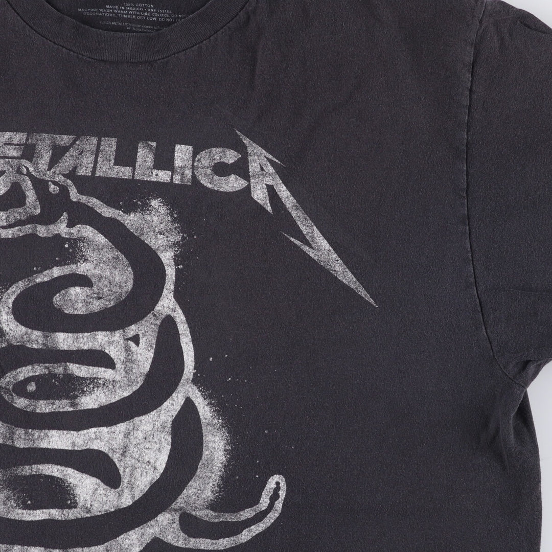 METALLICA Snake Pattern Python Pattern Band T-Shirt Band Tee Men's L size cotton black type Vintage Second Hand