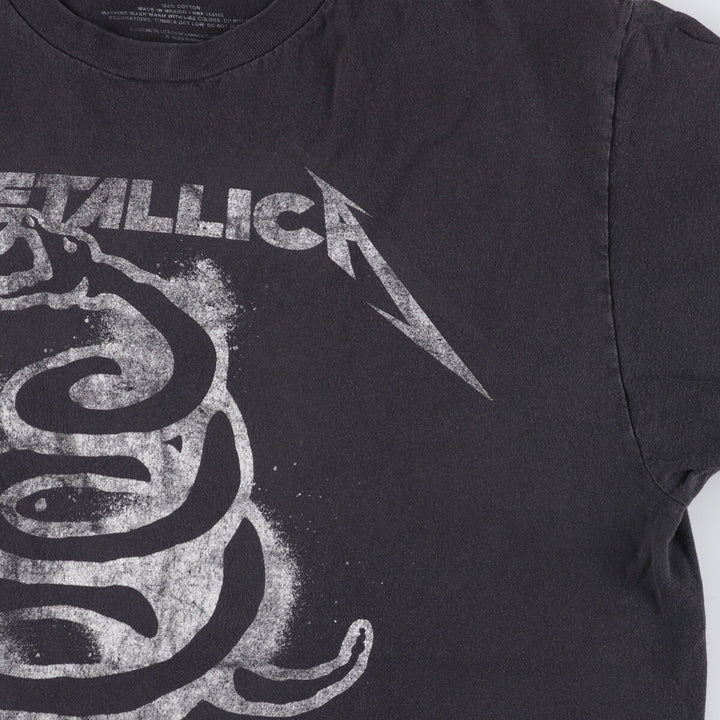 METALLICA Snake Pattern Python Pattern Band T-Shirt Band Tee Men's L size cotton black type Vintage Second Hand